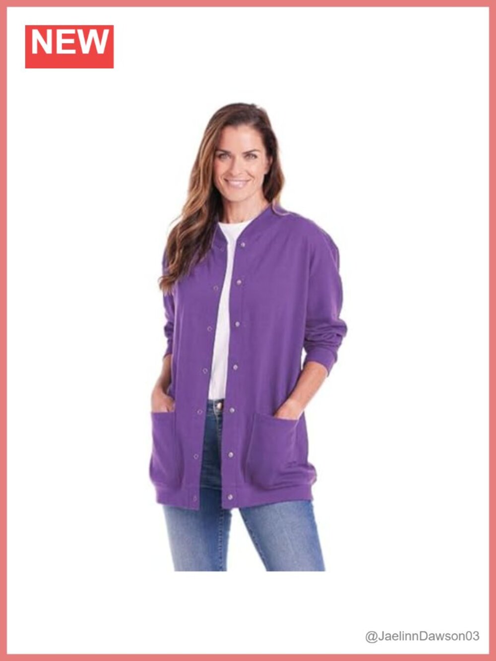 Womens Fleece Snap Front Cardigan Sweatshirt Lightweight Layering Jacket